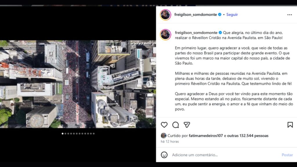 frei gilson virada na paulista reveillon show cristao dezembro janeiro